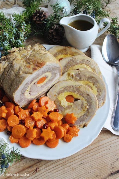 Arrosto Ripieno di Frittata e Salsiccia con Carote al Ginepro