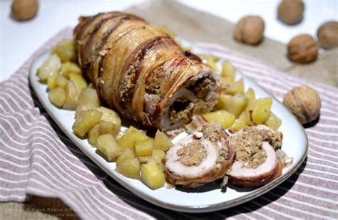 Arrosto di Maiale Ripieno di Porri, Salsiccia e Noci