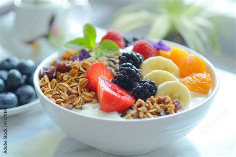 Colazione proteica con yogurt greco e frutta fresca