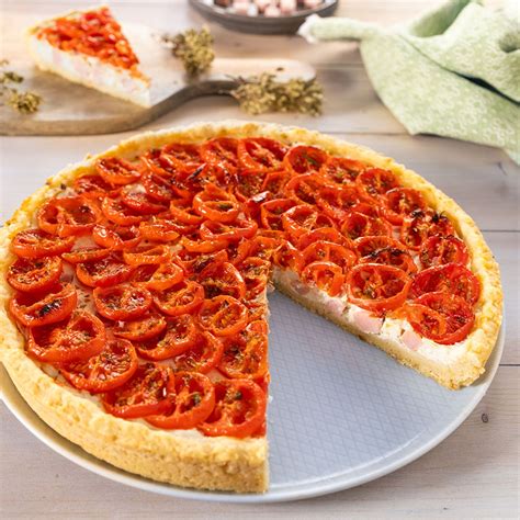 Crostata con pomodorini e prosciutto cotto