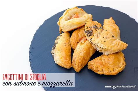 Fagottini di sfoglia salmone e mozzarella
