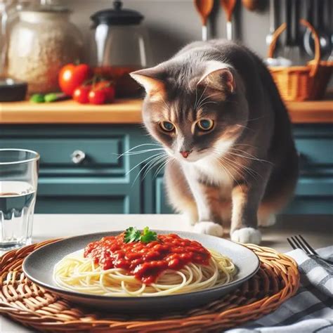 Gatto che mangia pasta multivitaminica