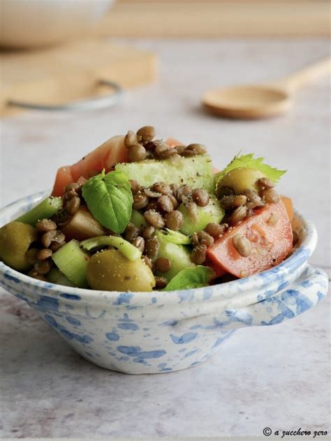 Ingredienti per l'insalata di lenticchie
