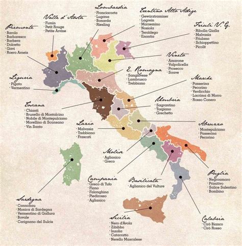 Mappa dei vini dolci italiani