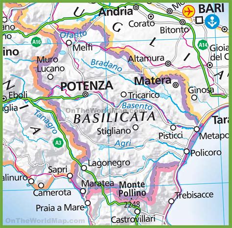 Mappa della Basilicata
