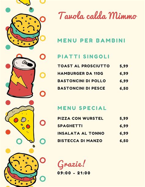 Menu per bambini