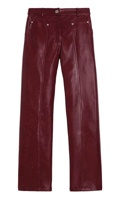 Pantaloni in pelle borgogna