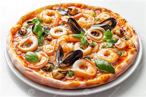 Pizza ai frutti di mare pronta