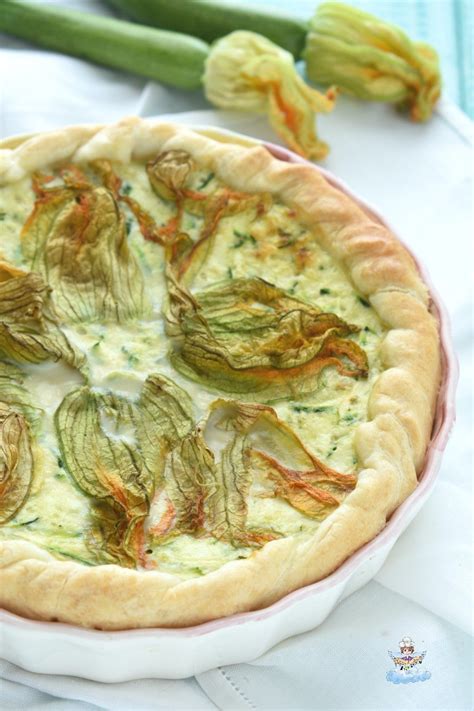 Quiche con fiori di zucca