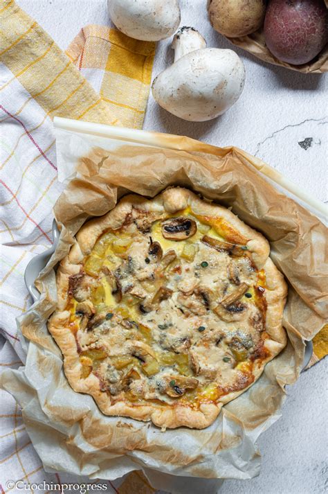 Quiche con funghi e patate
