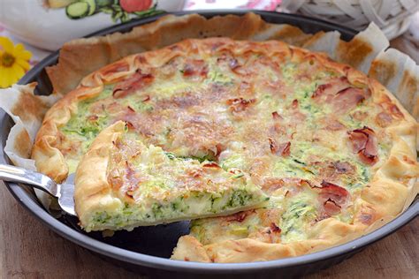 Quiche con zucchine, prosciutto e provola
