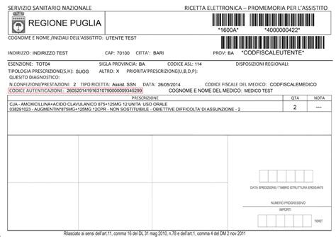 Ricetta Elettronica Esempio