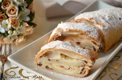 Rotolo di pasta sfoglia con ricotta e cioccolato
