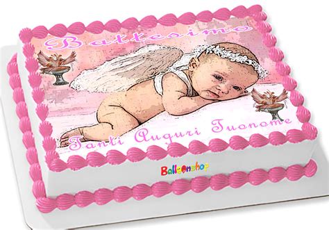 Torta Battesimo Femminuccia con Cialda Personalizzata