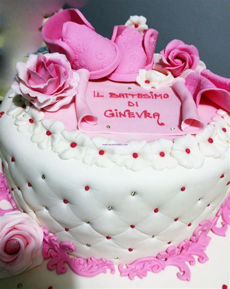 Torta bomboniera rosa per battesimo bambina