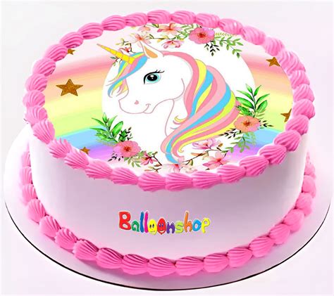 Torta decorata con cialda unicorno