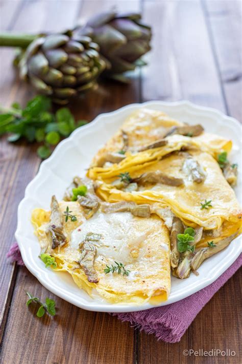 Torta pasqualina di crepes con carciofi e prosciutto cotto