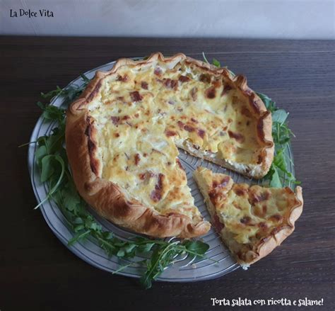 Torta salata con salame e ricotta