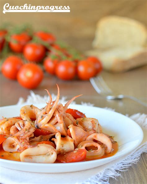 Totani in umido con pomodori