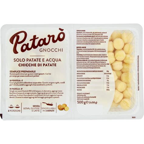 Valori nutrizionali gnocchi spinaci