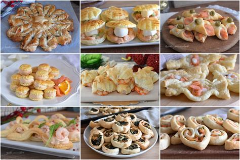 Varietà di antipasti con pasta sfoglia