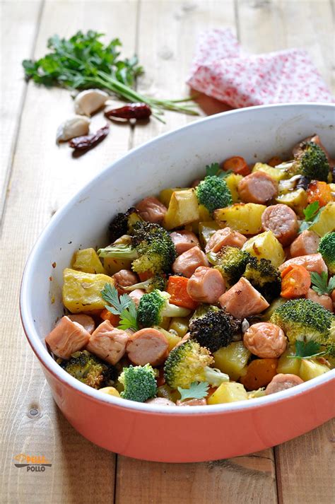 Wurstel al forno con verdure